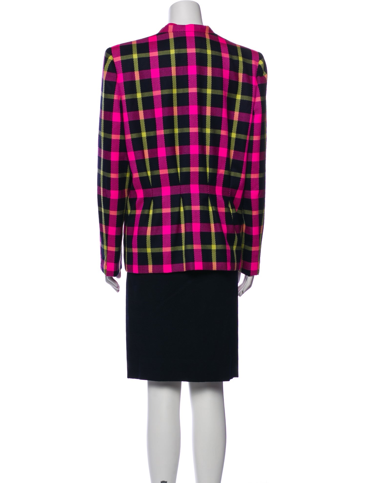 Pauline Trigere Wool Plaid Print Skirt Suit